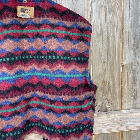 ID Wear vest Aztec southwestern large boho Wool Blend - Picture 5 of 8